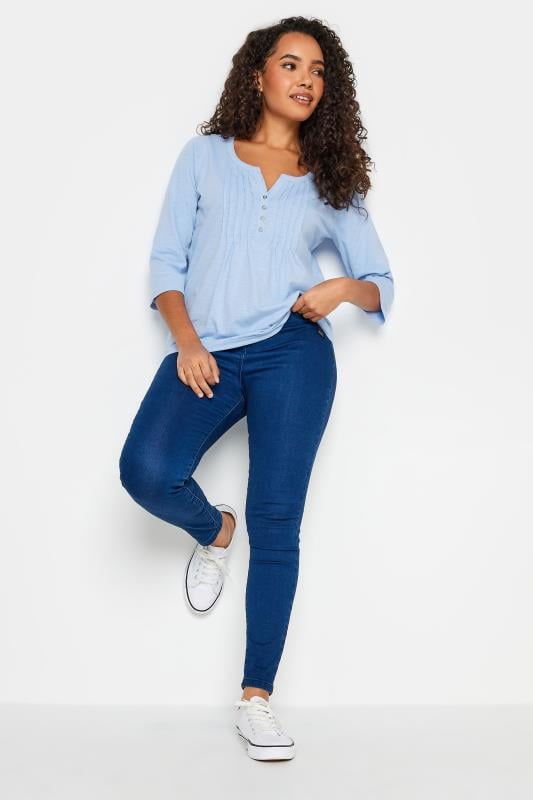 Evans M&Co Light Blue Cotton Henley Top