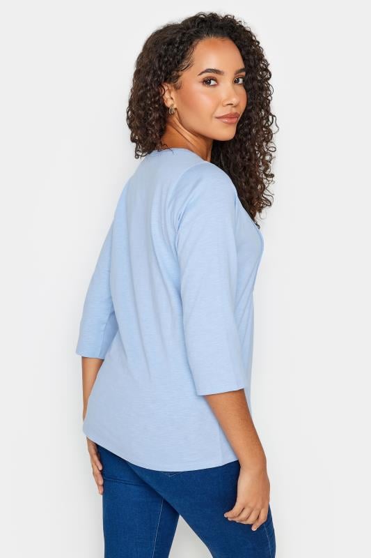 Evans M&Co Light Blue Cotton Henley Top