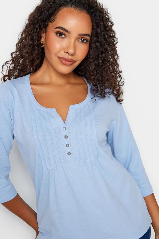 Evans M&Co Light Blue Cotton Henley Top