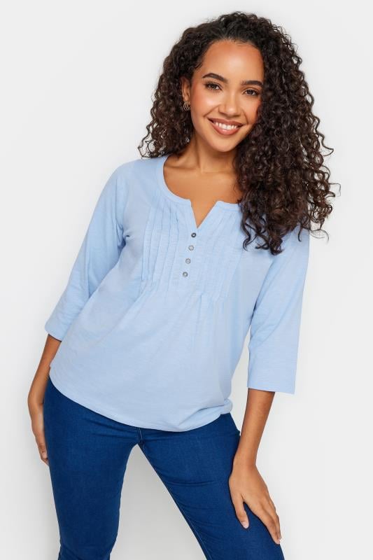 evans M&Co Light Blue Cotton Henley Top