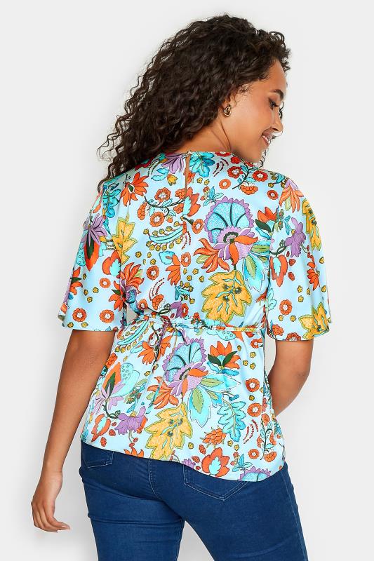Evans M&Co Light Blue Floral Tie Back Blouse