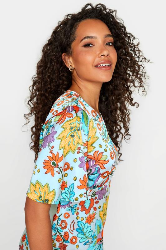 Evans M&Co Light Blue Floral Tie Back Blouse
