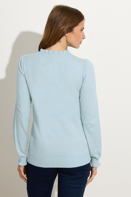 Evans M&Co Light Blue Frill Neck Knitted Jumper