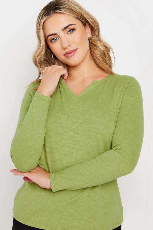 Evans M&Co Light Green Cotton Notch Neck Top