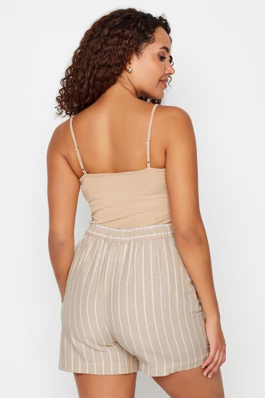 Evans M&Co Natural Brown Stripe Print Linen Shorts