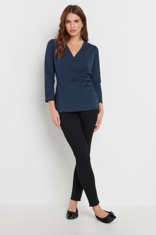 Evans M&Co Navy Blue 3/4 Sleeve Wrap Top