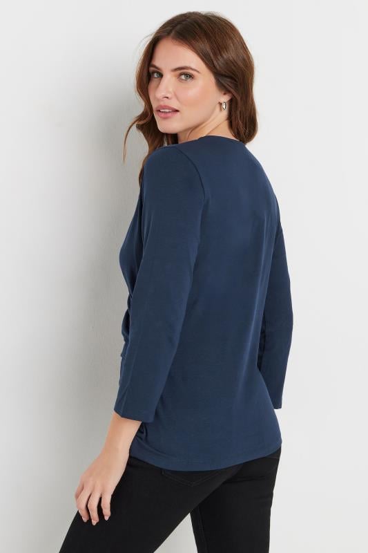 Evans M&Co Navy Blue 3/4 Sleeve Wrap Top