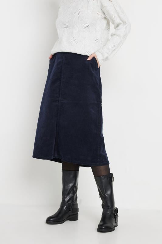 evans M&Co Navy Blue Cord Midi Skirt