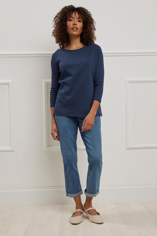 Evans M&Co Navy Blue Cotton Crew Neck T-Shirt