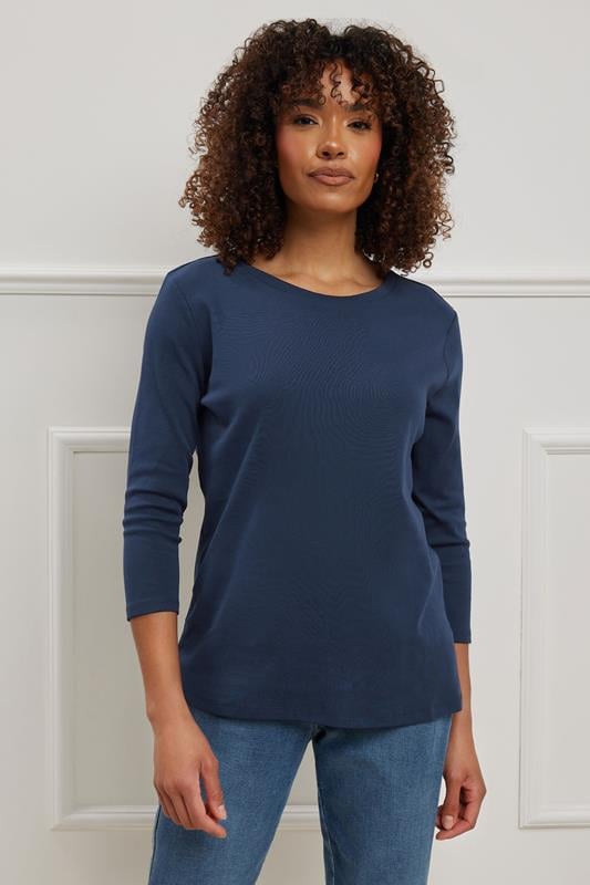 Evans M&Co Navy Blue Cotton Crew Neck T-Shirt
