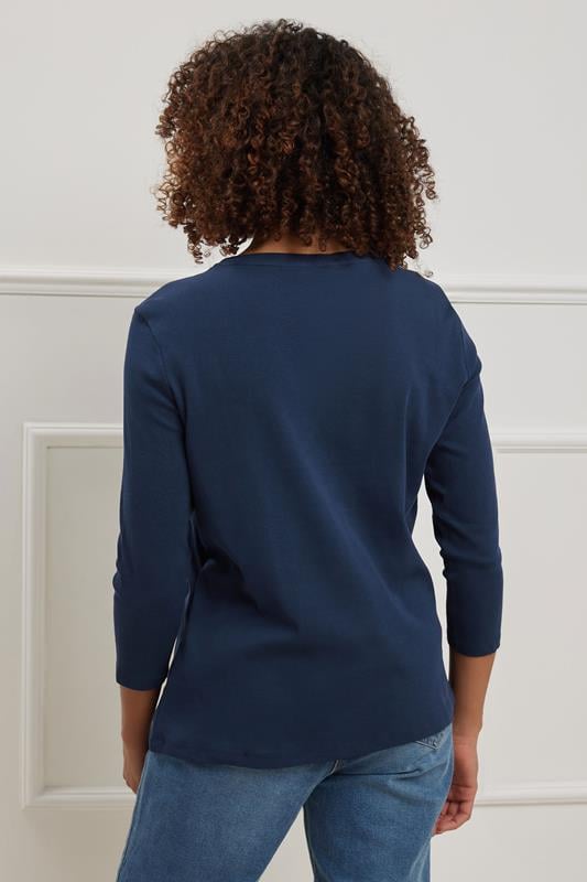 Evans M&Co Navy Blue Cotton Crew Neck T-Shirt