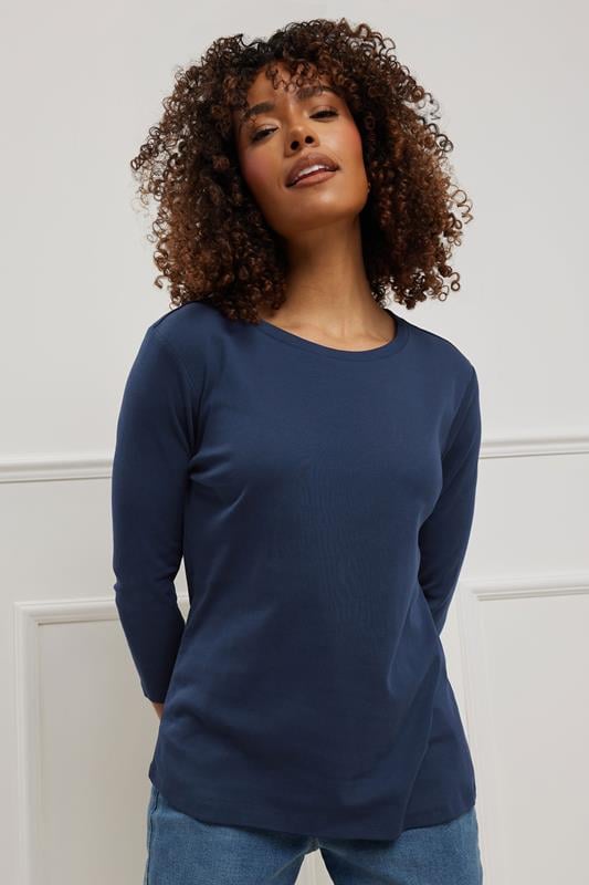 evans M&Co Navy Blue Cotton Crew Neck T-Shirt