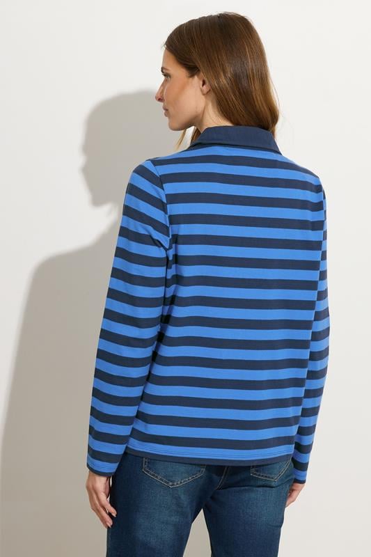 Evans M&Co Navy & Blue Cotton Stripe Polo Shirt