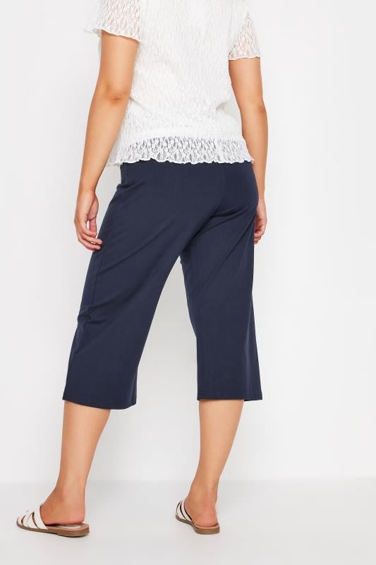 Evans M&Co Navy Blue Cropped Wide Leg Yoga Pants