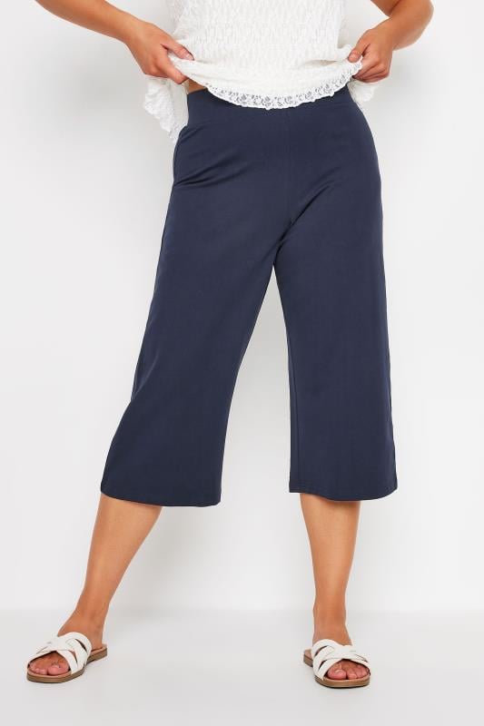 evans M&Co Navy Blue Cropped Wide Leg Yoga Pants