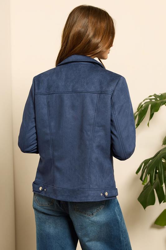 Evans M&Co Navy Blue Faux Suede Biker Jacket