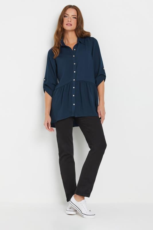Evans M&Co Navy Blue Frill Hem Shirt