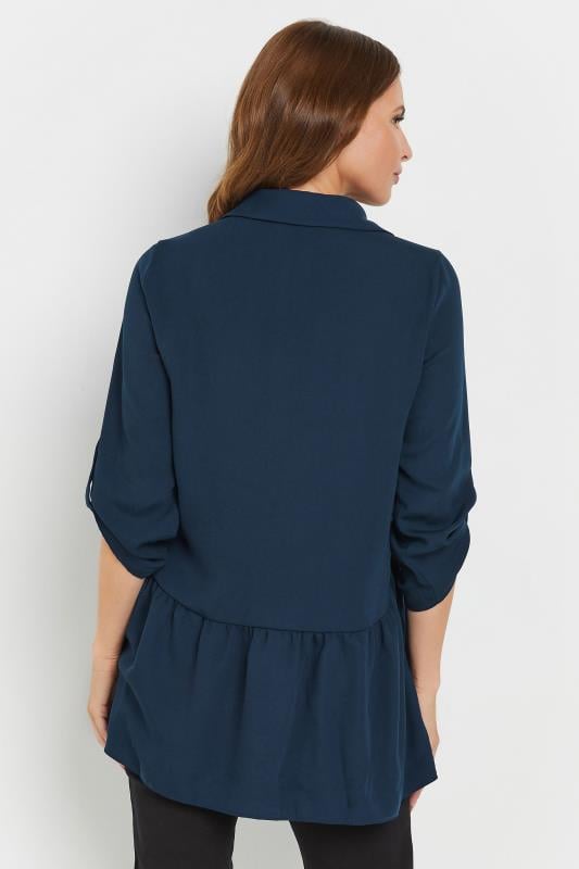 Evans M&Co Navy Blue Frill Hem Shirt