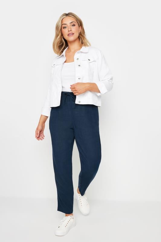 Evans M&Co Navy Blue Linen Joggers