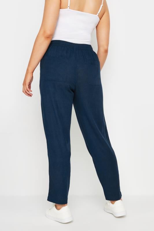 Evans M&Co Navy Blue Linen Joggers