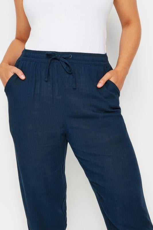 Evans M&Co Navy Blue Linen Joggers