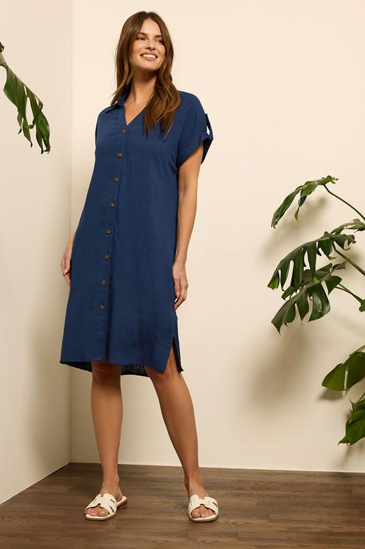 Evans M&Co Navy Blue Relaxed Linen Shirt Dress