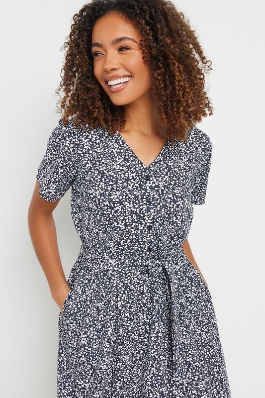 Evans M&Co Navy Blue Spot Print Belted Midi Dress