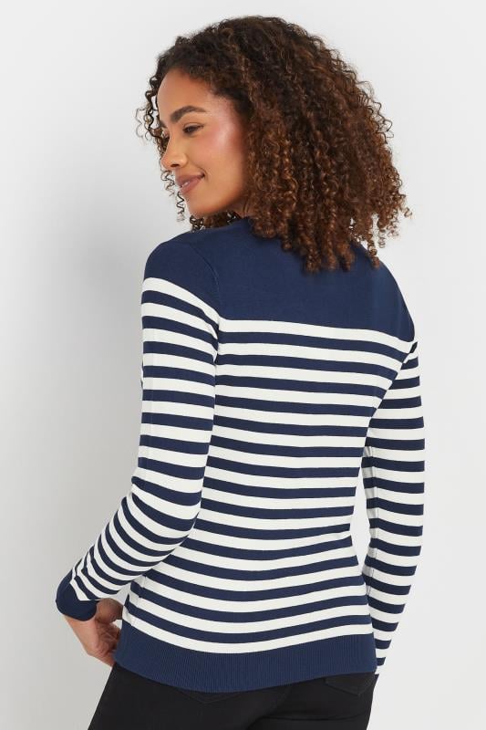 Evans M&Co Navy Blue & White Stripe Print Jumper