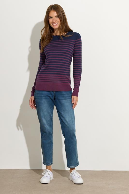 Evans M&Co Navy Stripe Crew Neck Jumper