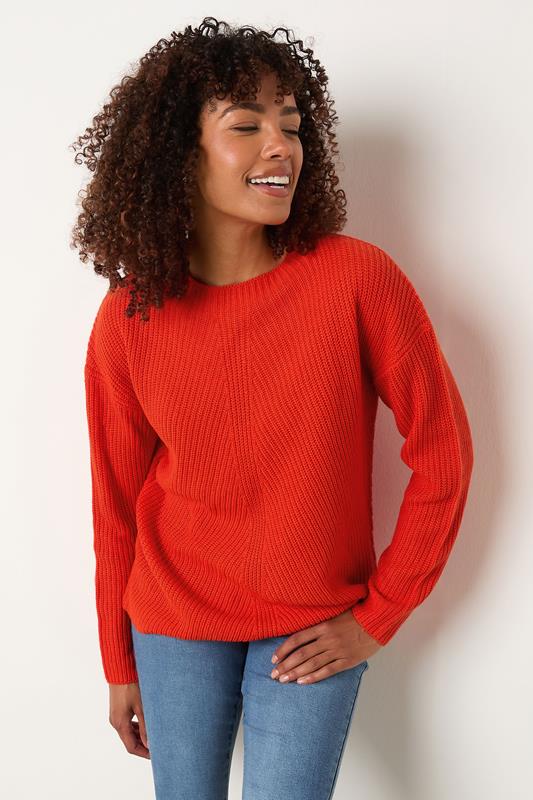 Evans M&Co Orange Funnel Neck Knitted Jumper