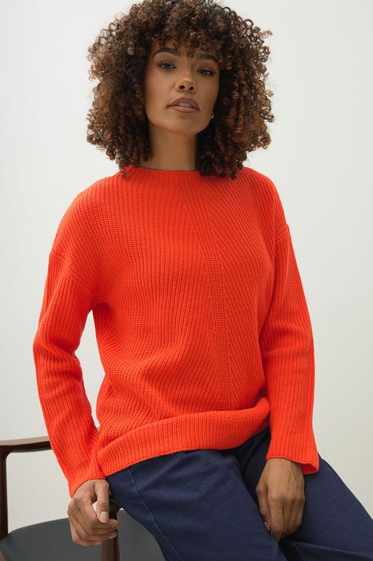 evans M&Co Orange Funnel Neck Knitted Jumper