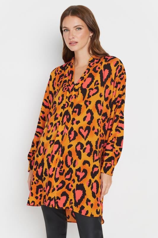 evans M&Co Orange Leopard Print Blouse