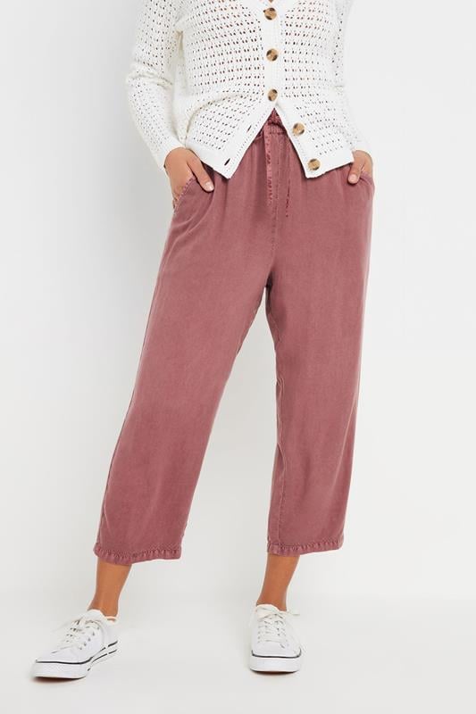 Evans M&Co Pink Acid Wash Cropped Trousers