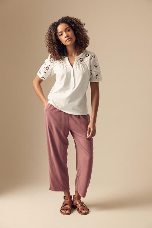 evans M&Co Pink Acid Wash Cropped Trousers