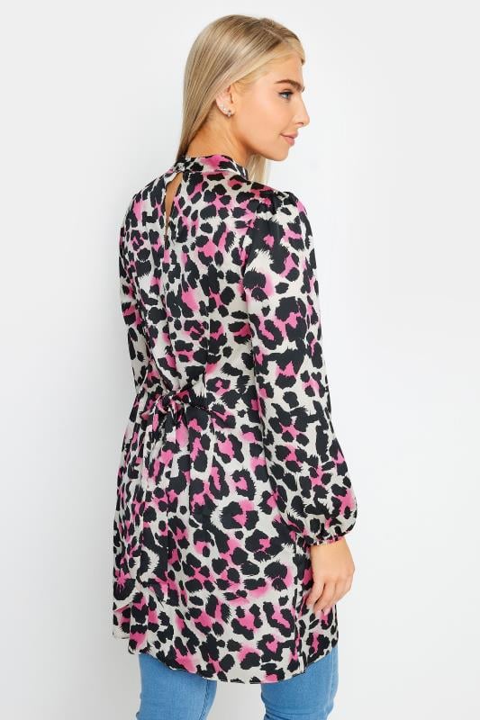 Evans M&Co Pink Leopard Print High Neck Tunic Top