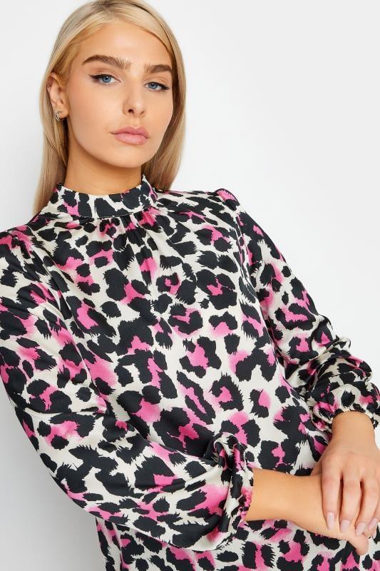 Evans M&Co Pink Leopard Print High Neck Tunic Top