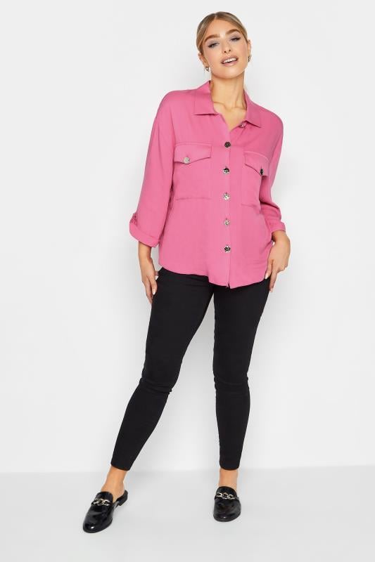 Evans M&Co Pink Statement Button Cotton Shirt