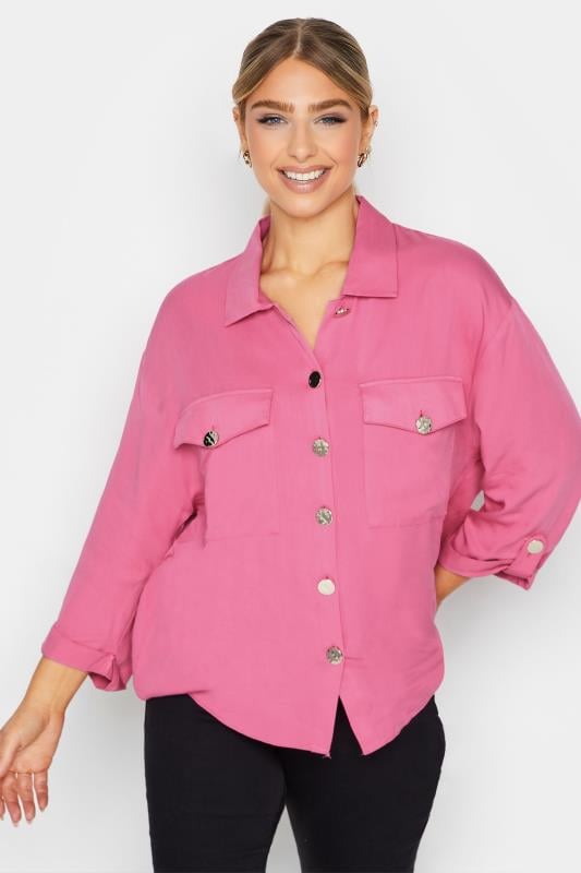 evans M&Co Pink Statement Button Cotton Shirt