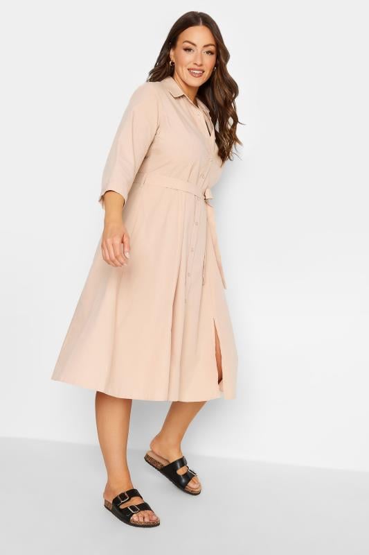 Evans M&Co Pink Tie Waist Shirt Dress