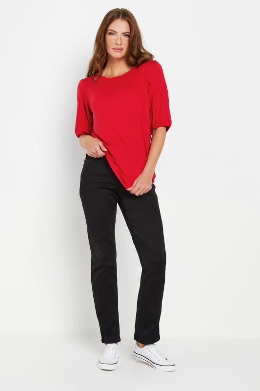 Evans M&Co Red Balloon Sleeve Top