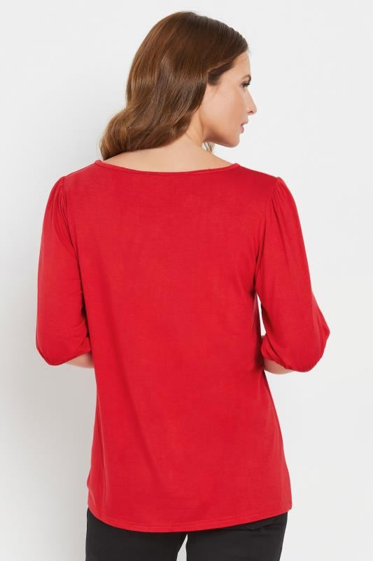 Evans M&Co Red Balloon Sleeve Top