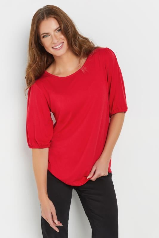 evans M&Co Red Balloon Sleeve Top