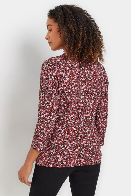 Evans M&Co Red Ditsy Floral Print Wrap Top