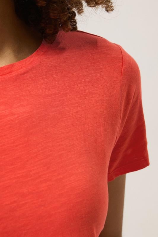 Evans M&Co Red Short Sleeve Cotton Blend T-Shirt