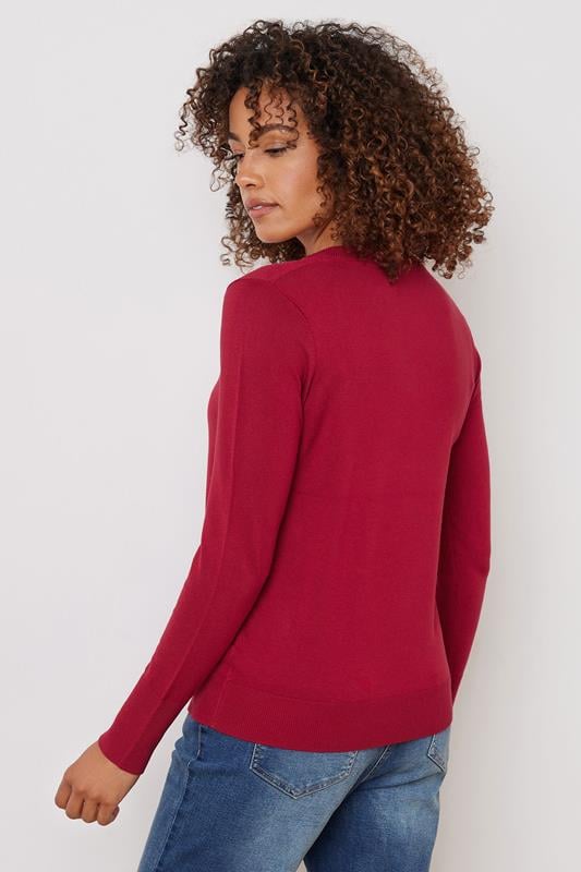 Evans M&Co Red V-Neck Long Sleeve Jumper