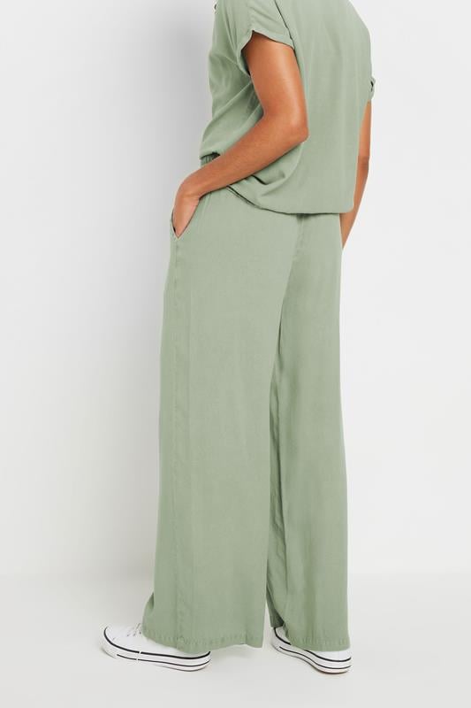 Evans M&Co Sage Green Acid Wash Wide Leg Trousers