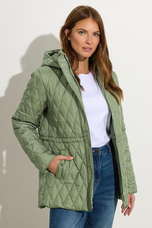 Evans M&Co Sage Green Diamond Quilted Jacket