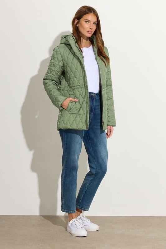 Evans M&Co Sage Green Diamond Quilted Jacket