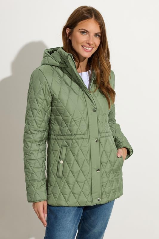 evans M&Co Sage Green Diamond Quilted Jacket