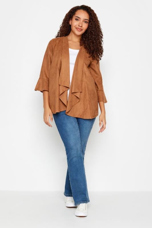 Evans M&Co Tan Brown Suedette Waterfall Jacket